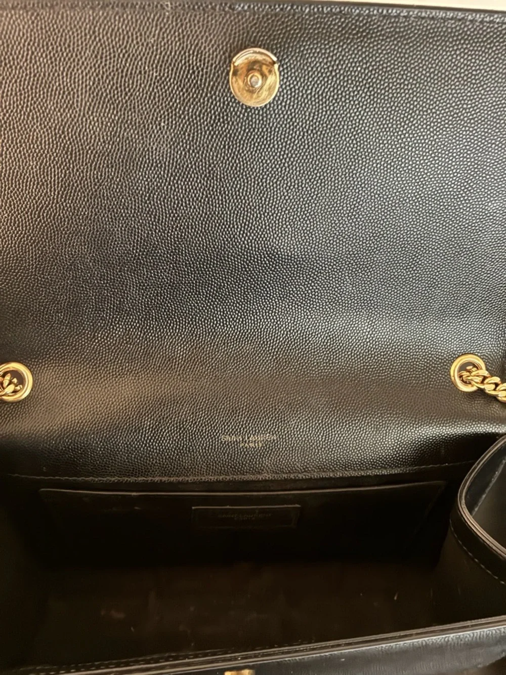 Saint Laurent Medium Black Leather Crossbody Bag with Gold Chain - Picture 4 of 4